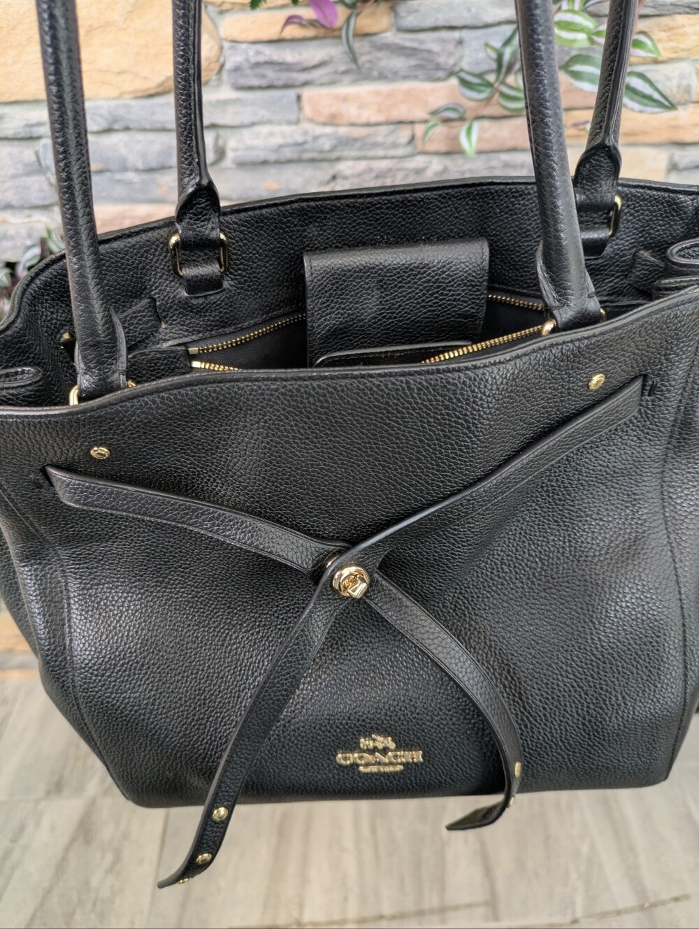 Coach Black Pebbled Leather Tote - Picture 13 of 16